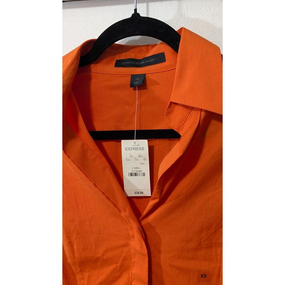 Express Design Studio Essential Shirt in Cotton Stretch tapered top XS - Picture 6 of 6